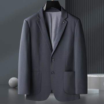 2023新款男士西裝加肥加大碼寬松休閑西服外套肥佬春夏免燙單西薄