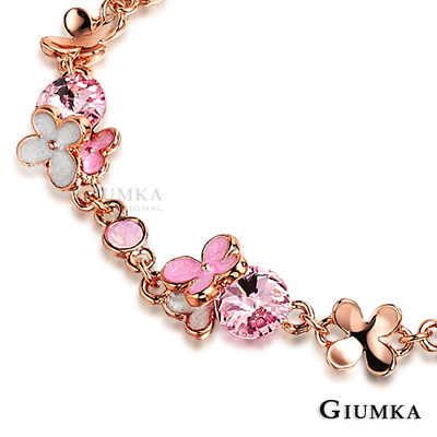 GIUMKA四瓣小花手鍊鍍玫瑰金色