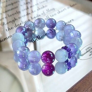 ⭕晶天原創⭕幻境｜水晶手串 ｜舒緩淨化｜煙花琉璃 紫兔毛 烏拉圭｜水晶手珠｜水晶手鍊｜療癒水晶｜桃花水晶｜招財水晶｜手晶