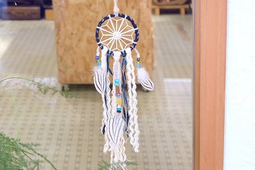 和風花形圖案捕夢網掛飾