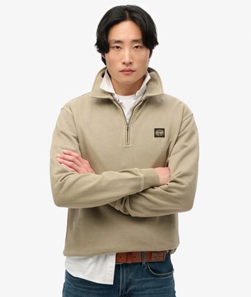 Superdry Men's Contrast Stitch Half Zip Sweatshirt Khaki Size: L
