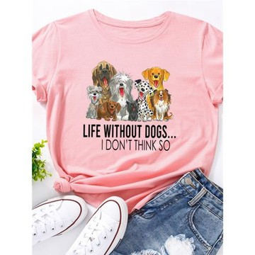 歐美女裝Women T-shirt純棉狗狗小隊寬松薄款短袖圓領t恤女