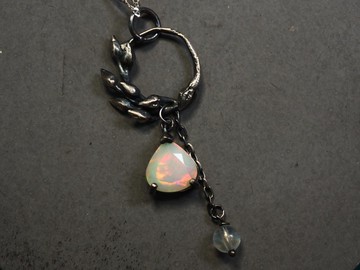 925銀蛋白石植物風項鍊