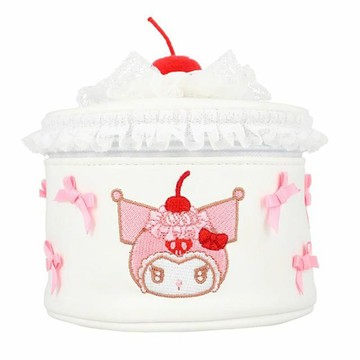 小禮堂 Sanrio 三麗鷗 粧美堂 酷洛米 蛋糕造型皮質化妝包 (櫻桃鮮奶油)