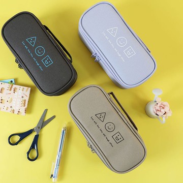 Chuyu 手提上翻筆袋/筆盒/隨身筆袋/大開口文具盒/拉鍊包-幾何