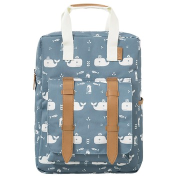 荷蘭 FRESK - 北歐風設計輕量後背包-霧藍色鯨魚