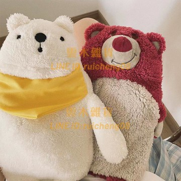 小熊熱水袋注水暖水袋暖手寶灌水式沖水隨身可愛毛絨大小號草莓熊【雲木雜貨】