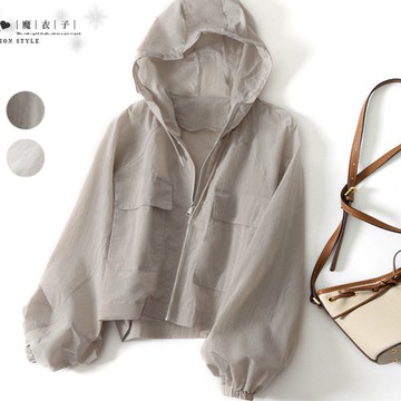 【QV3981】魔衣子-大口袋寬鬆輕薄長袖防曬外套