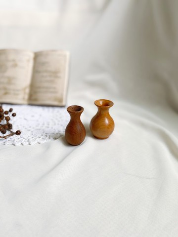 【好日戀物】德國帶回vintage早期手作木質迷你小花器壺罐
