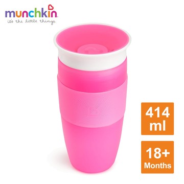 美國 munchkin - 360度防漏杯414ml-粉