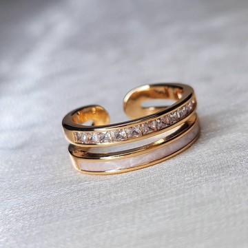 隔日到貨 玫瑰金 珍珠母貝  鍍K金戒指 情人節 生日禮物 可調式戒圍  9933