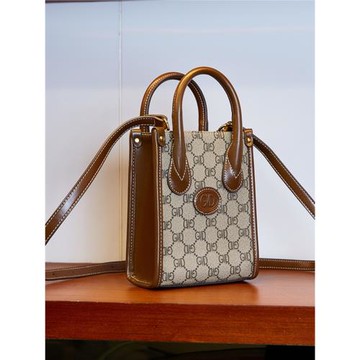 肖戰同款托特包女手機斜挎小包2024新款夏季迷你老花小琴譜包單肩