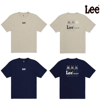 Lee 後背吊帶褲短T 卡其 深藍 LB602040