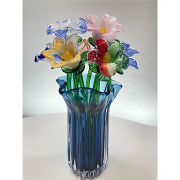 出口國外仿真玻璃花純手工制作琉璃擺件裝飾品情人節禮物家居