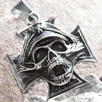 STEEL鋼。怒吼十字骷髏軍吊墜｜NST097NAN