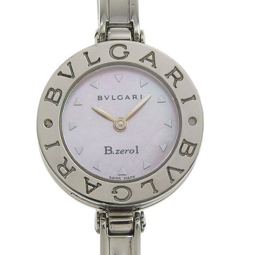 【日本直送】寶格麗 BVLGARI B-ZERO1 手錶 18K白金 BZ22S 不鏽鋼 石英 指針式顯示 粉色貝殼紋錶盤 女仕【二手】