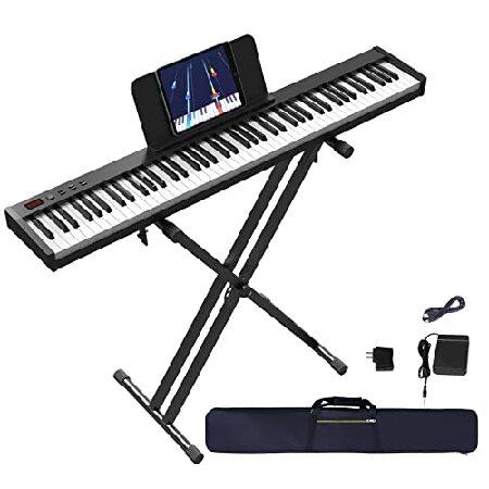 KONIX Piano Keyboard 88 Keys, Beginner Semi-weighted Keyboard Piano, Portable Electronic Piano Keyboard with Double X Stand, Sustain Pedal, Power Supp