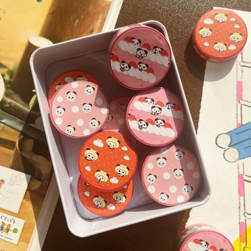 【鹽汽水】可愛熊貓和紙拉條膠帶/古早基礎裝飾膠帶/手賬膠帶