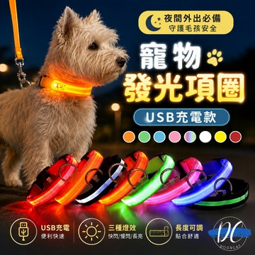 【DC寵物有發票】🐾充電款 寵物LED尼龍版發光項圈 散步神器 發光項圈 尼龍項圈 寵物領巾 狗項圈 狗項圈A159