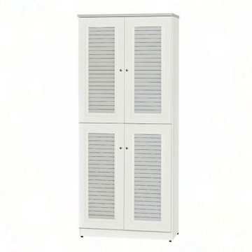文創集-南亞塑鋼     皮尼 南亞塑鋼2.7尺日開門百葉高鞋櫃-81.7x37x188.5cm免組