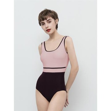 弈姿泳衣女吊帶遮肚顯瘦連體三角露背泡溫泉拼色大碼防曬游泳衣