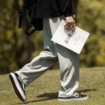 日系cityboy褲子男夏季薄款寬松冰絲闊腿褲垂感高級感男士拖地褲