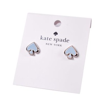 KATE SPADE 琺瑯桃心針式耳環-天藍