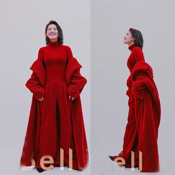 明星迪麗熱巴同款寬松墜感金絲絨闊腿褲女2019秋冬新款長褲直筒褲