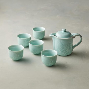 【安達窯】青瓷 - 荷花壺組 - 7件組(禮盒裝)