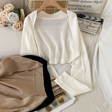 披肩薄款打底針織衫女新款秋冬時尚洋氣開衫長袖短外套上衣