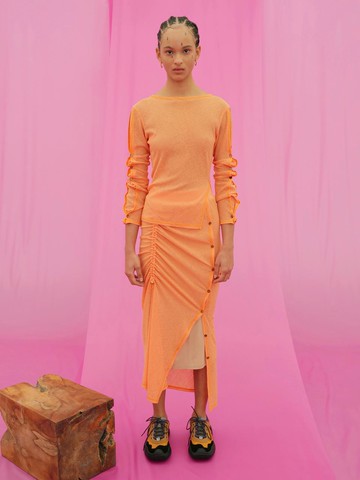 Hanlle Sheer Button Skirt