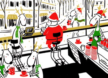 2025限量款聖誕名信片/卡片- 1號 咖啡廳裡chill 一下