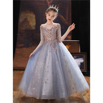 女孩禮服公主裙中大童鋼琴演出服裝洋氣花童蓬蓬紗小主持人晚禮服