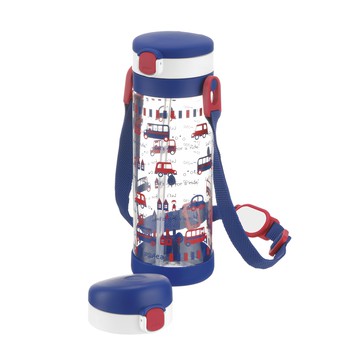 Richell 利其爾 LC 兩用冷水壺組  附揹帶 可愛花色 鮮豔繽紛 吸管+直飲雙蓋  貝克街  450ml  1個