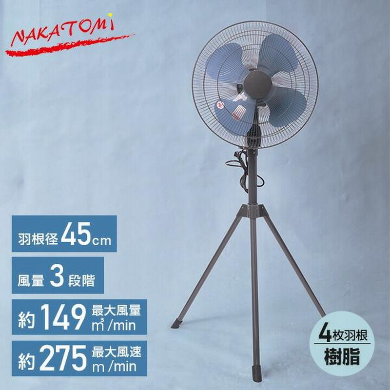 業務用扇風機 工場扇 45cm羽根 スタンド式 ナカトミ TSE-45P ナカトミ 業務用扇風機 工場扇 45cm羽根 スタンド式 TSE-45P