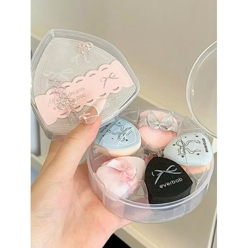 台灣現貨⚡️everbab艾蓓拉迷你拇指粉撲組✨蝴蝶結芭蕾風mini迷你粉撲 一盒全能6入組 小紅書推薦