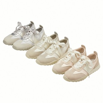 【Grace Gift】休閒鞋 女鞋 球鞋【甜感少女2WAY緞帶芭蕾休閒鞋】3色 35-41號 芭蕾鞋 薄底鞋