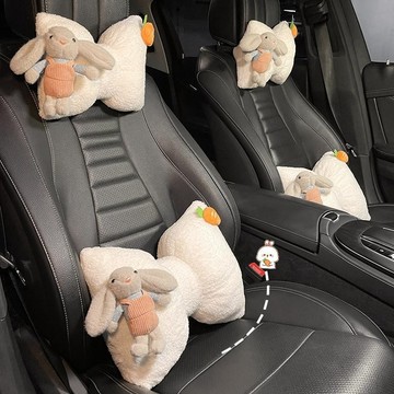 車用頭枕🎀 汽車腰靠冬季可愛卡通護頸頭枕車用座椅靠墊腰墊網紅開車護腰神器