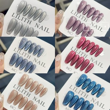 可隔日到貨！精靈貓眼系列 純手工側光貓眼穿戴甲 冰透极光 中梯甲 可拆卸手工甲 光療甲片 美甲貼片 假指甲 指甲貼