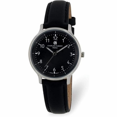 腕時計 チャールズヒューバート メンズ Charles Hubert Ladies Stainless Steel Men's Black Dial W