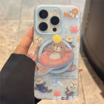 ins風日韓小水豚插畫適用三星s24ultra手機殼磁吸s23ultra卡通s22ultra新款s21ultra全包s21fe/s23fe防摔s24+