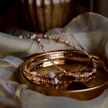 沙漠玫瑰佩特拉｜太陽石白水晶波斯瑪瑙項鍊 N0042