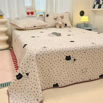 新款全棉床蓋三件套四季通用防滑不移動床墊純棉夾棉絎縫床單單件