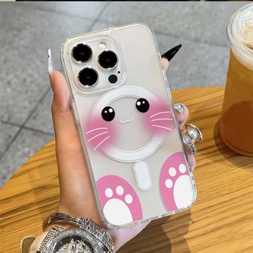 免運+隔日🚚Magsafe磁吸手機殼 呆萌腮紅貓咪 蘋果17promax 16 15plus14 13 12 11防摔