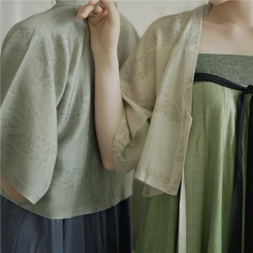 茱萸CORNUS 定窯花草團紋武周背子 炒色天絲亞麻齊胸背帶十破裙