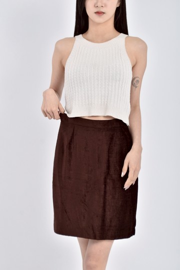 (S) aa madeus絨面素面棕色短裙