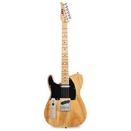 LyxPro 30” Electric Guitar Left Hand TL Series, Full-Size Paulownia Wood Body, 3-Ply Pickguard, C-Shape Neck, Ashtray Bridge, Quality Gear Tuners, 3-