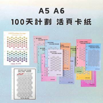 【台灣現貨】A5 A6 100天計劃 活頁卡紙 A5活頁紙 A6活頁紙 活頁紙 隔頁紙 活頁本 筆記本 存錢本 理財本