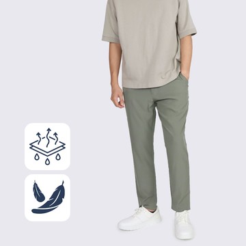 超透氣！輕盈速乾修身褲－灰綠色