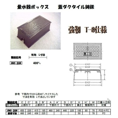 【当日発送！】耐荷重８ｔ 量水器ボックス 20-25mm 水道メーターボックス 蓋ダクタイル 鉄 鉄製 鋳鉄 底板なし GMS-20B |  LINEブランドカタログ